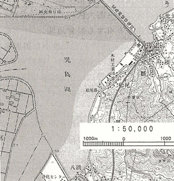 児島湖の形状・面積の見積り図