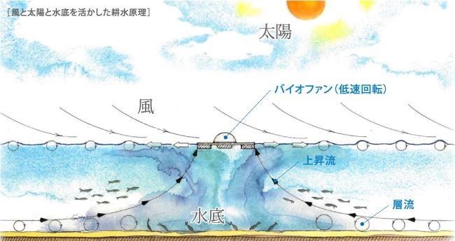 風と太陽と水底を活かした耕水原理
